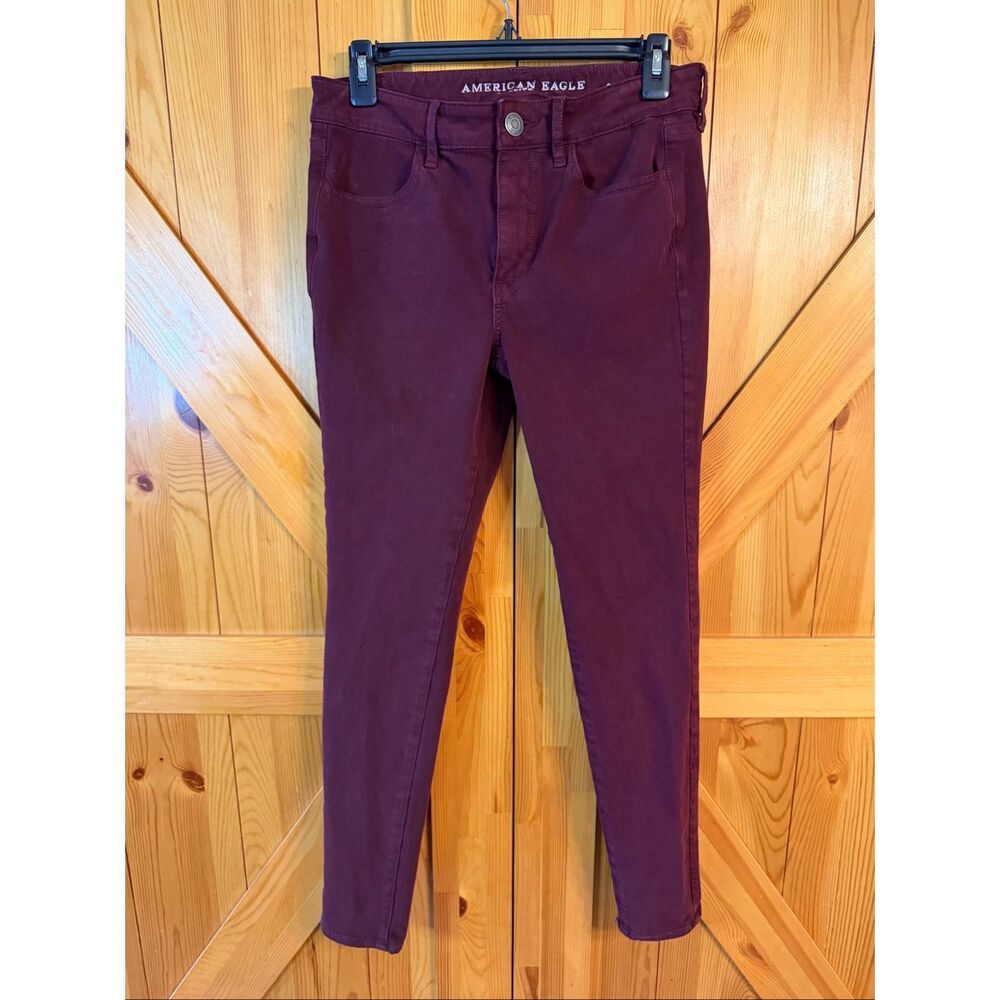 American Eagle High Rising Jeggings Burgundy Denim Size 6 (7742)